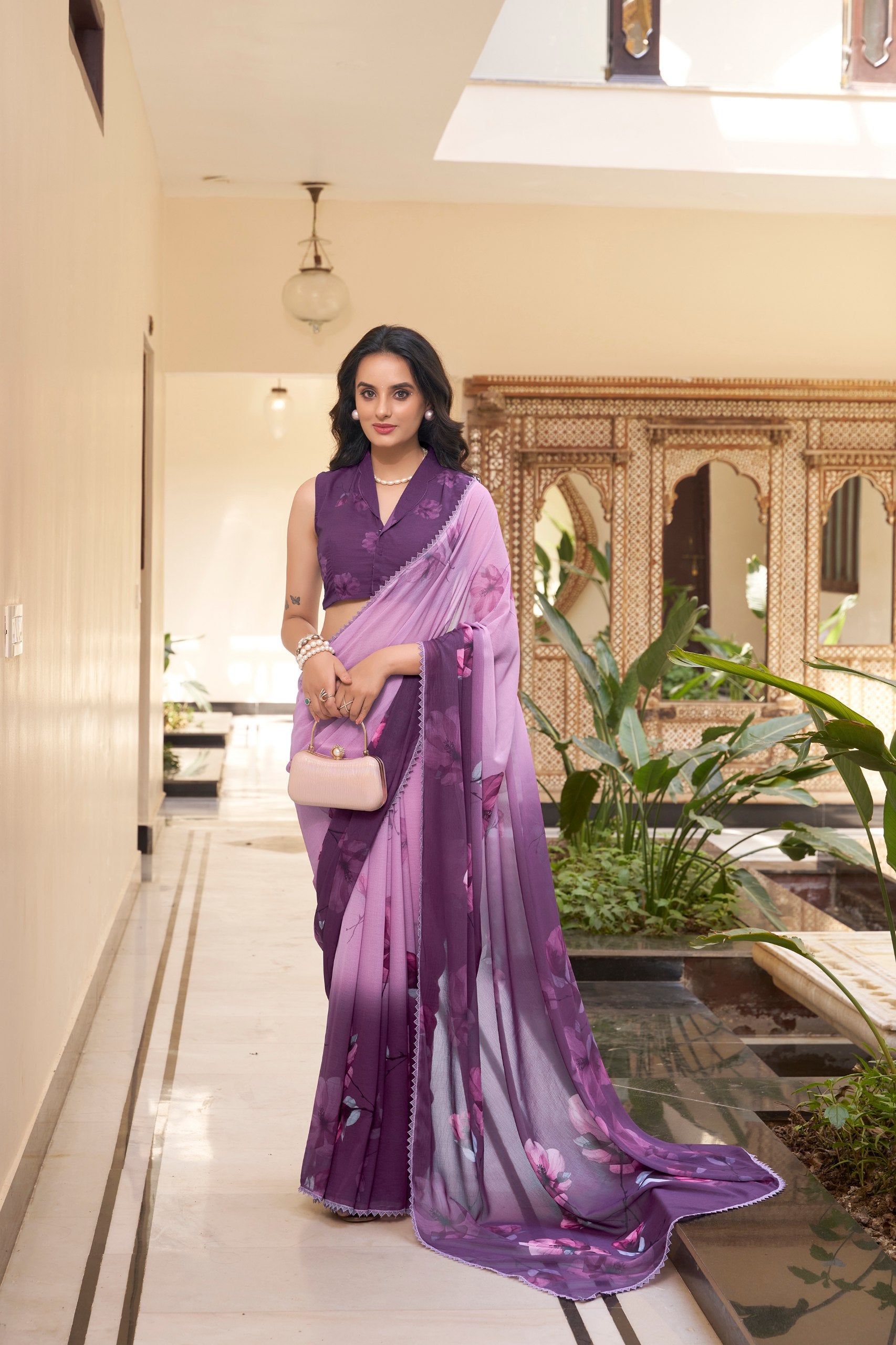 Buy Multi Colour Designer Saree Bengaluru Purple